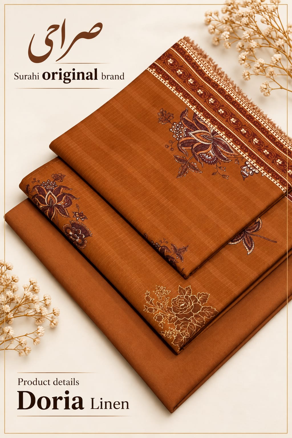 Surahi Premium Doria Linen 3PC Suit
